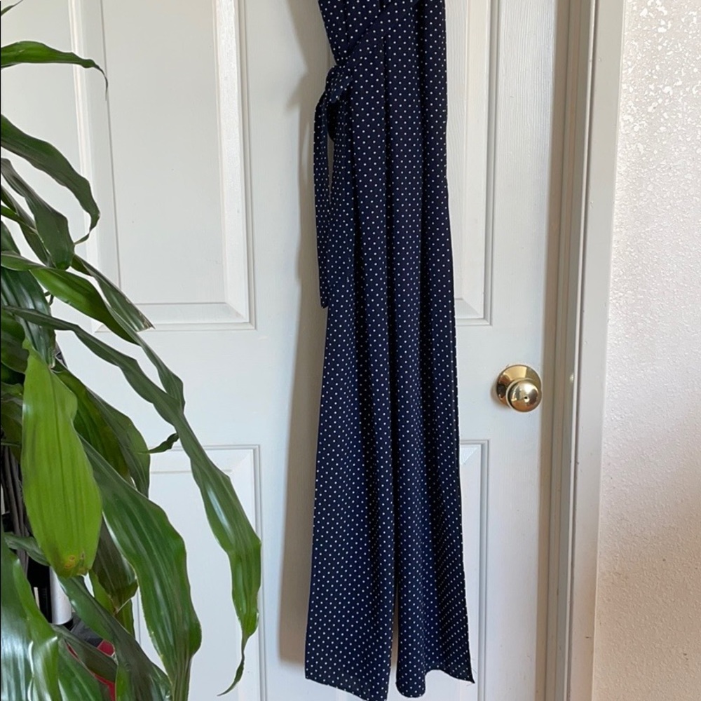 Blue & white polka dot jumpsuit - Picture 6 of 7